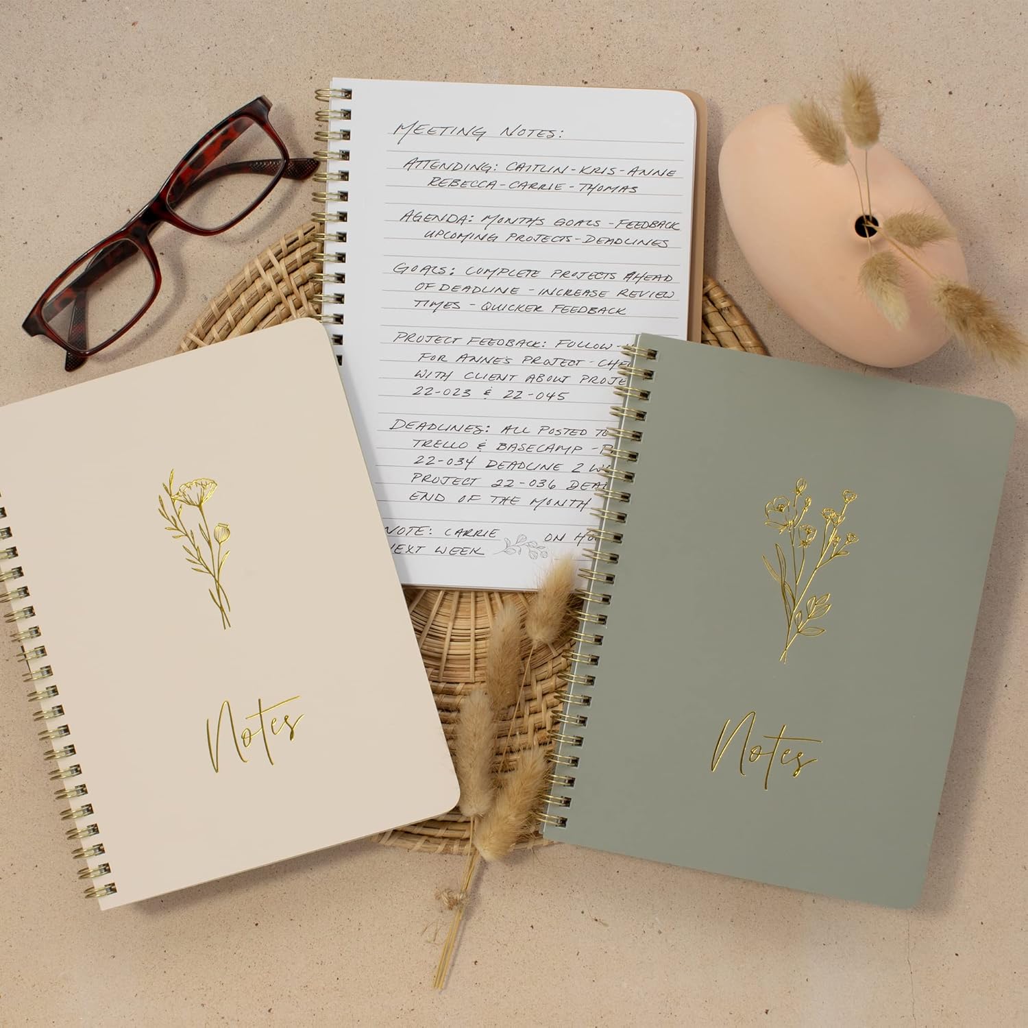 ZICOTO Aesthetic Spiral Notebook Set of 3 For Women - Cute College Ruled 8x6 Journal/Notebook with Large Pockets And Lined Pages - Perfect Supplies to Stay Organized at Work or School - Image 2