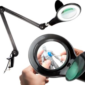 Brightech LightView PRO Magnifying Desk Lamp, 2.25x Light Magnifier, Adjustable Magnifying Glass with Light for Crafts, Reading, Close Work - Black
