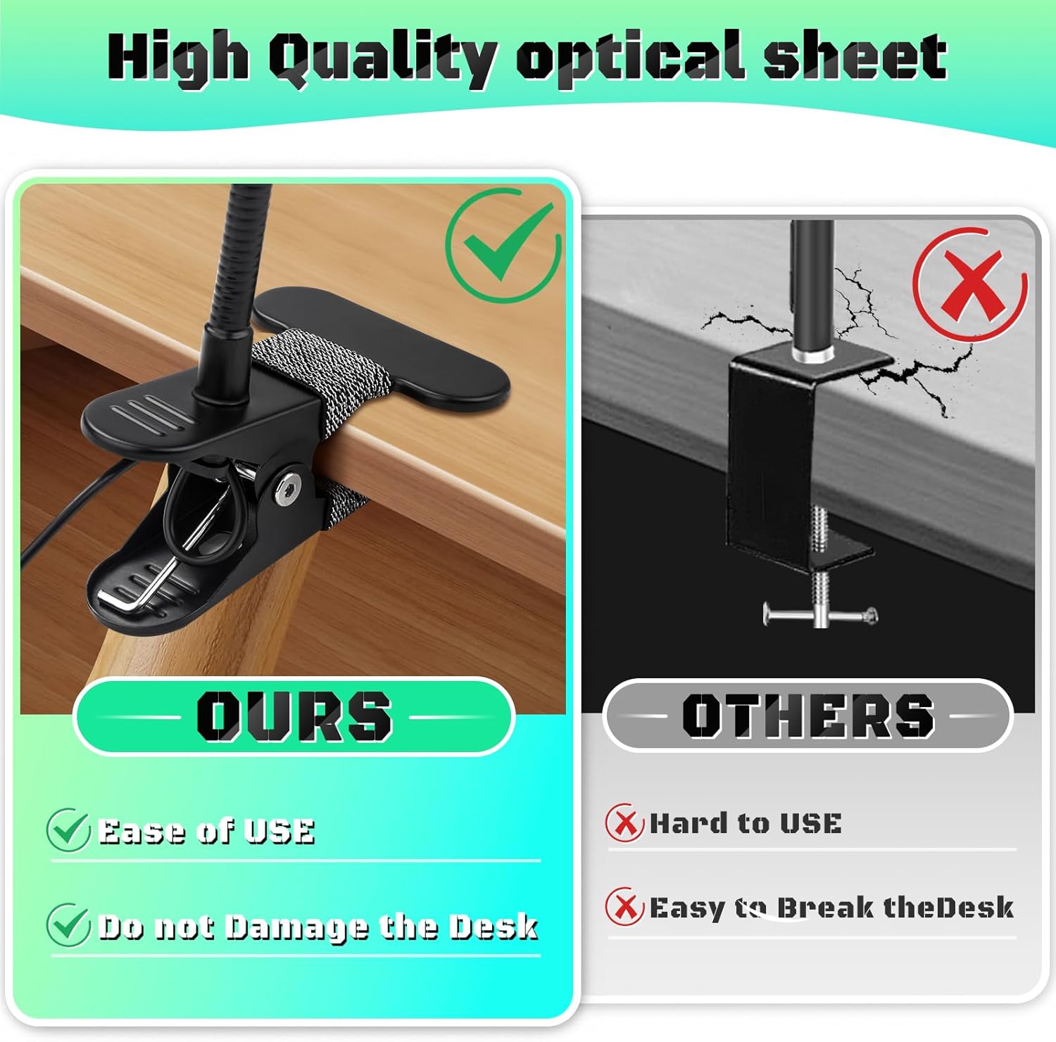 10X Magnifying Glass with Light, Clip on Mganifier with Light, 48 LED Desk Magnifying Glass wtih Clamp, 3 Modes Dimmable Magnifying LED Lamps for Bed Work Crafts DIY Repair Black - Image 6